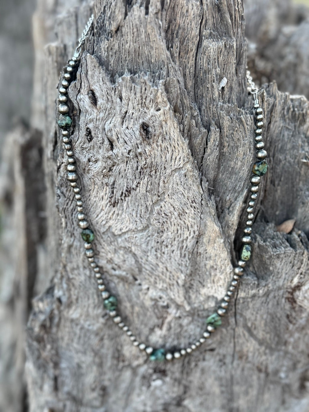 The Kimi Sterling Silver Turquoise Flat Bead Necklace