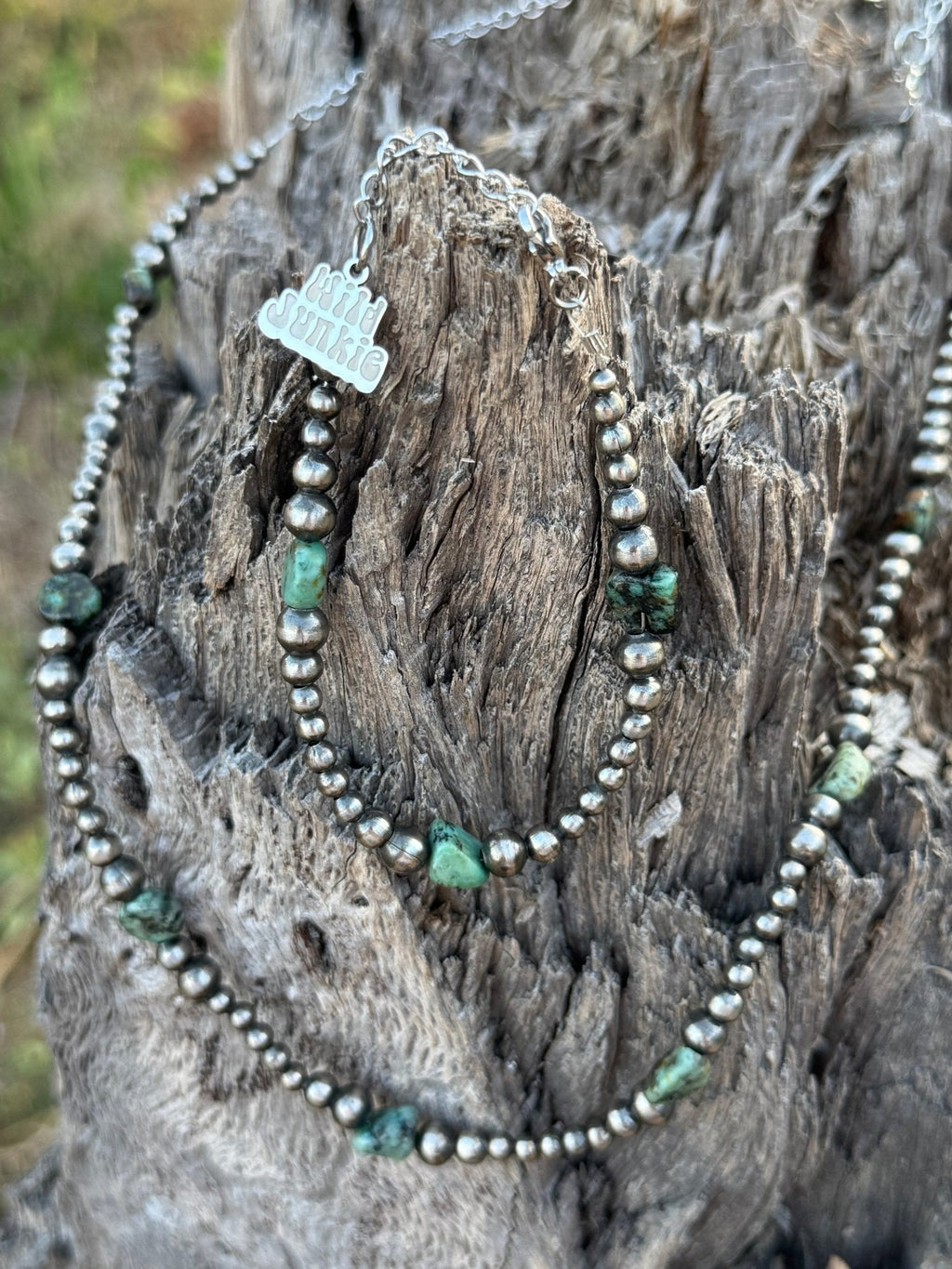 The Kimi Sterling Silver Turquoise Flat Bead Necklace