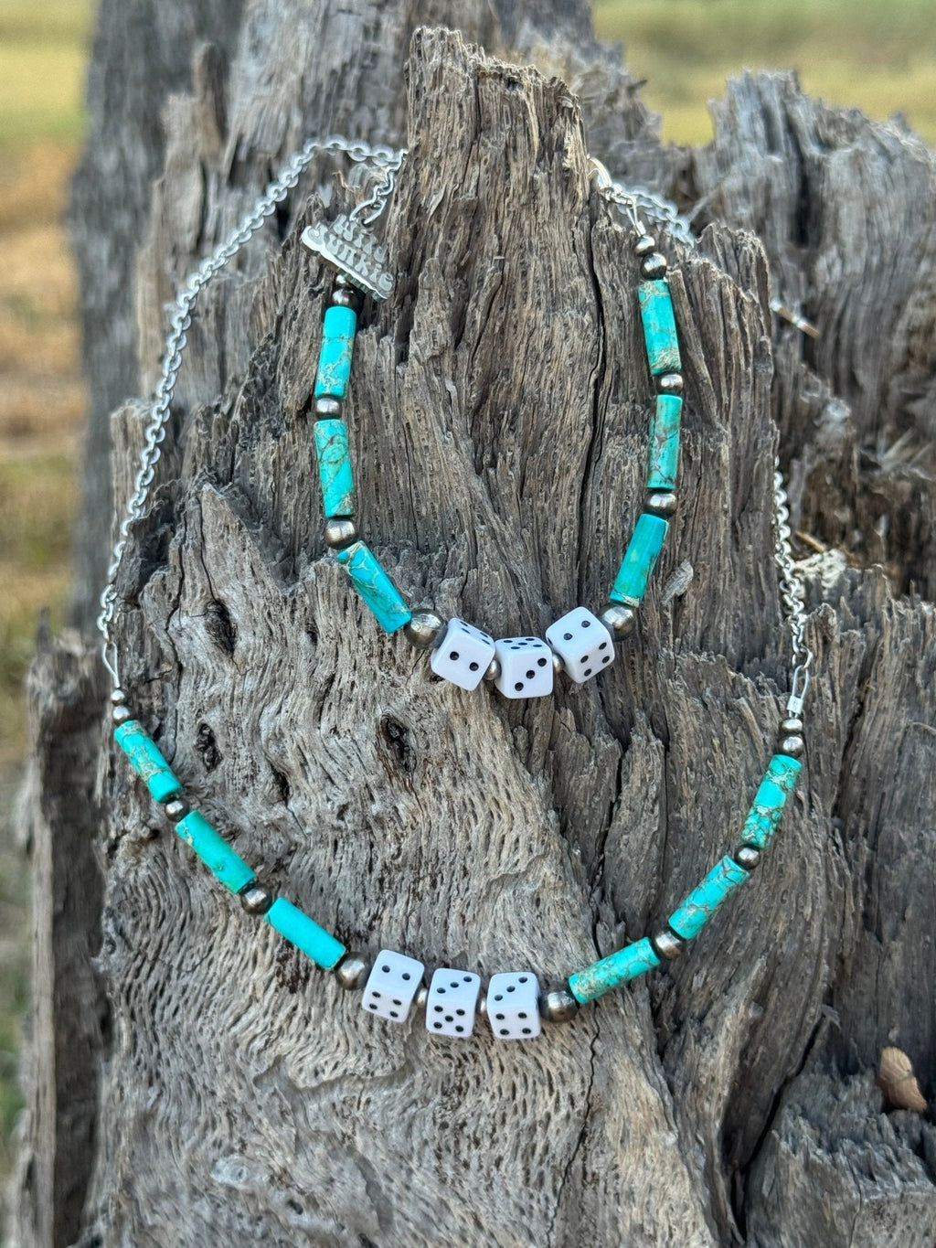 The Player Sterling Silver & Turquoise Dice Necklace