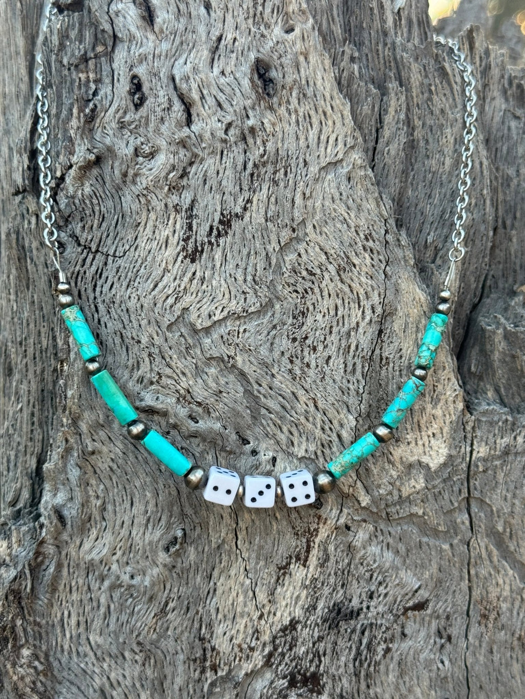 The Player Sterling Silver & Turquoise Dice Necklace