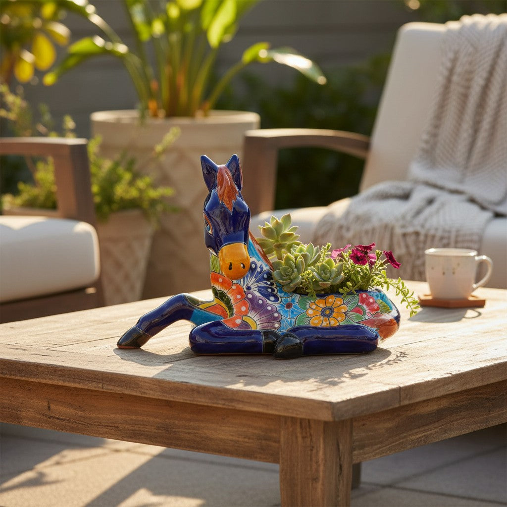 Talavera Horse Planter | Colorful Ceramic Decor