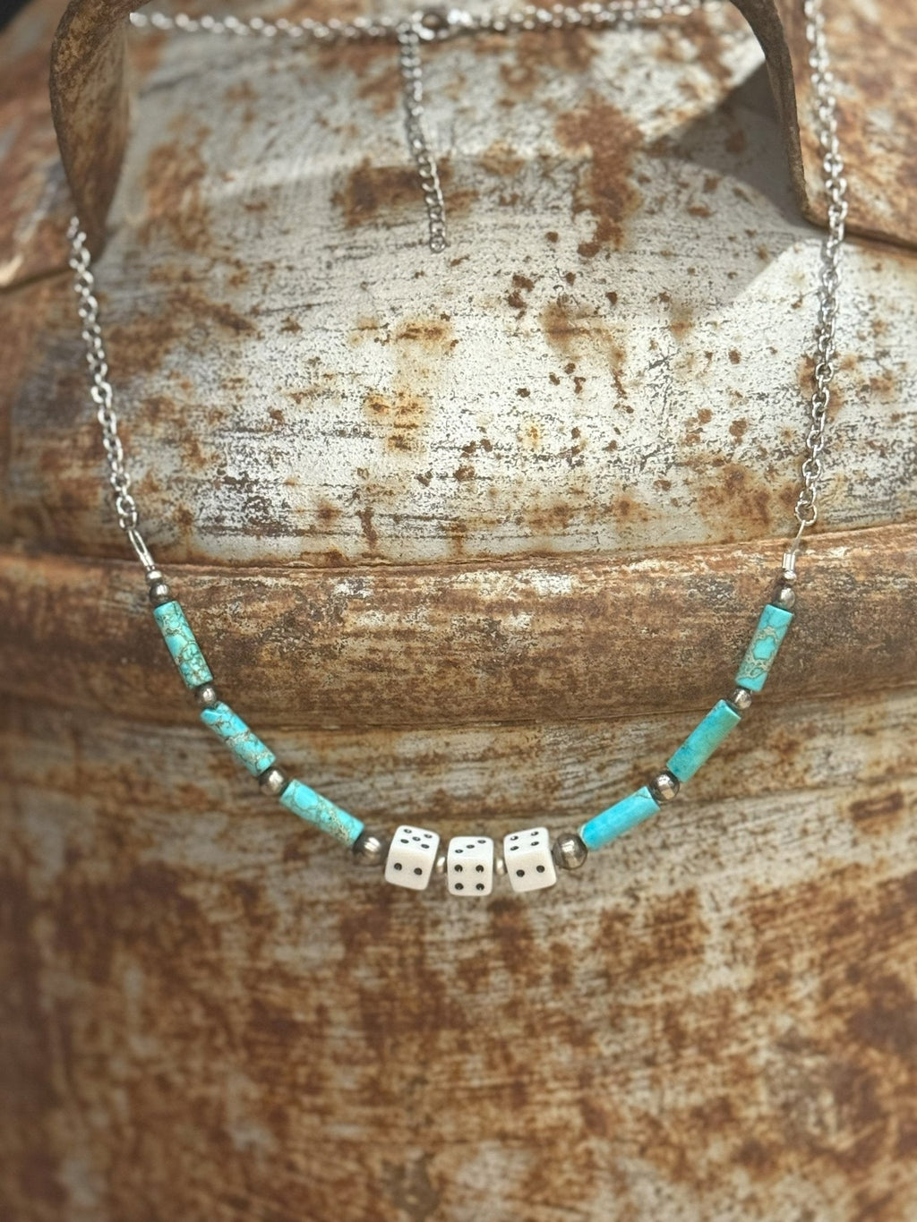 The Player Sterling Silver & Turquoise Dice Necklace