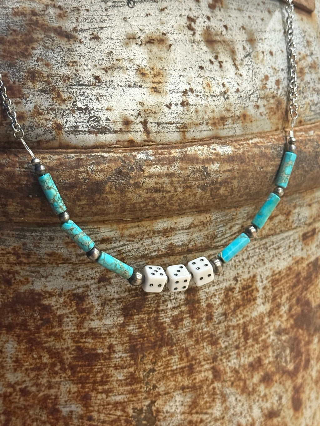 The Player Sterling Silver & Turquoise Dice Necklace