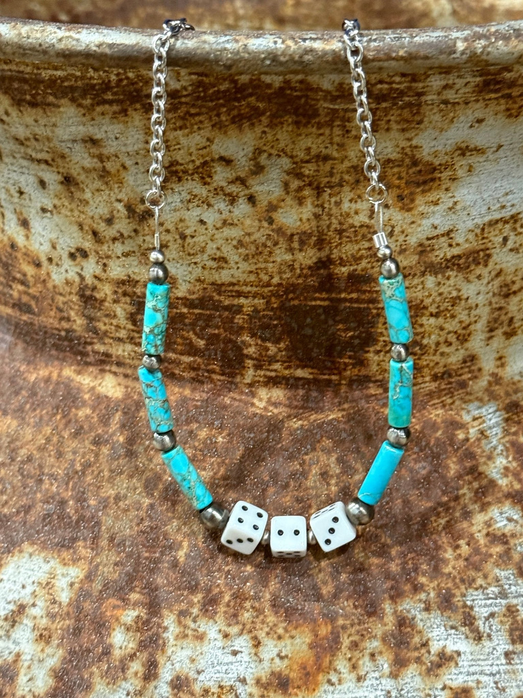 The Player Sterling Silver & Turquoise Dice Necklace