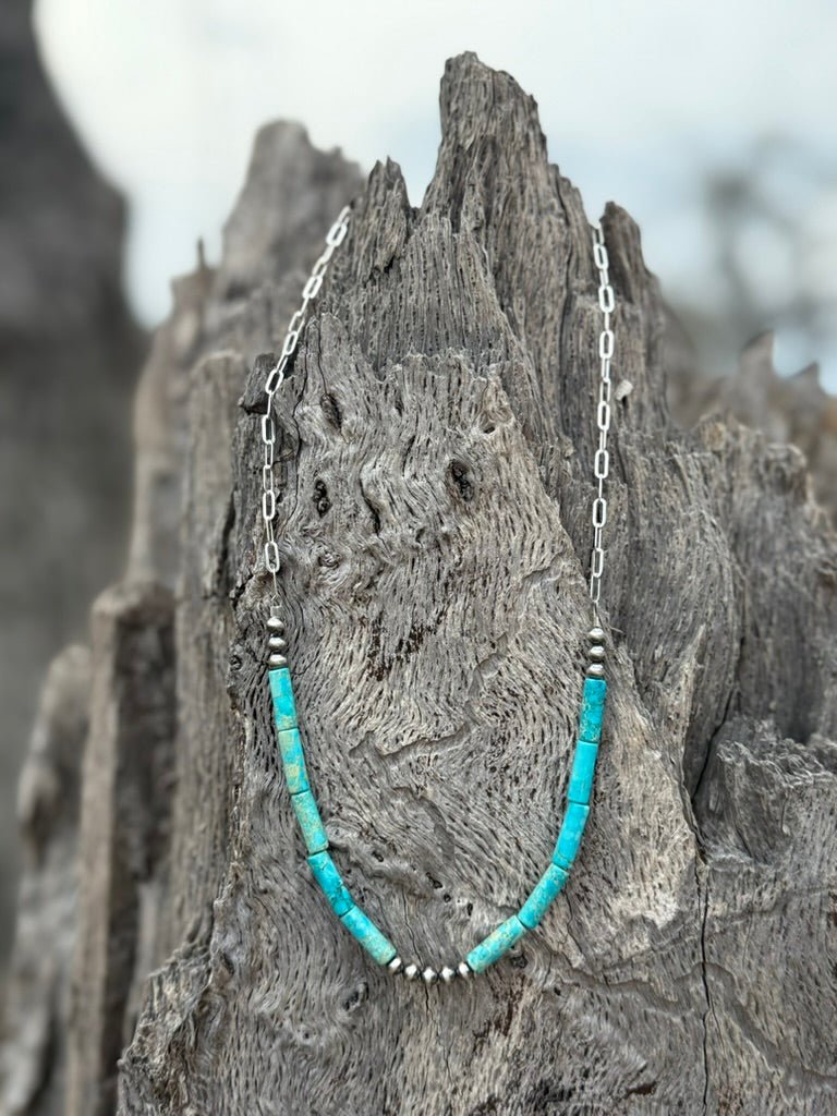 The Skyla - Turquoise Paperclip Chain Necklace