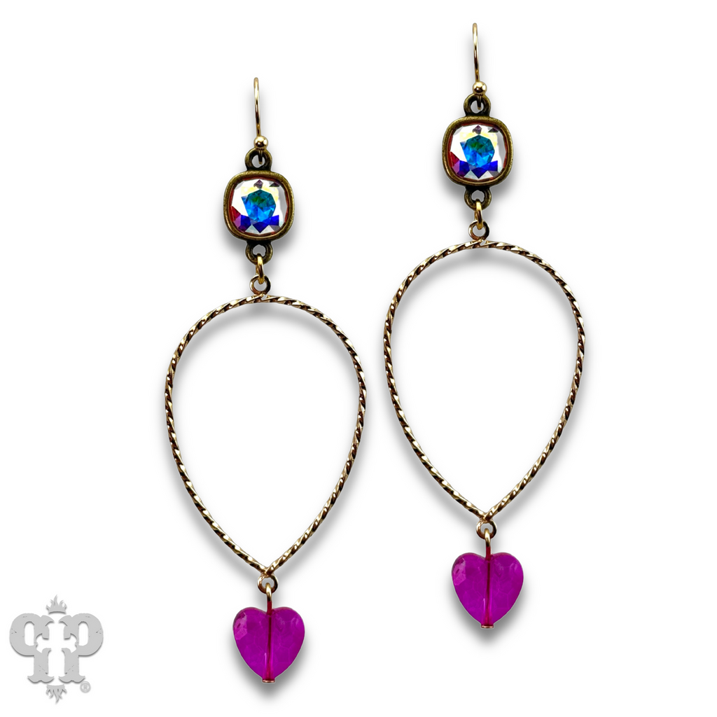 The Billings Austrian Crystal Heart Teardrop Earrings - 2 Colors!
