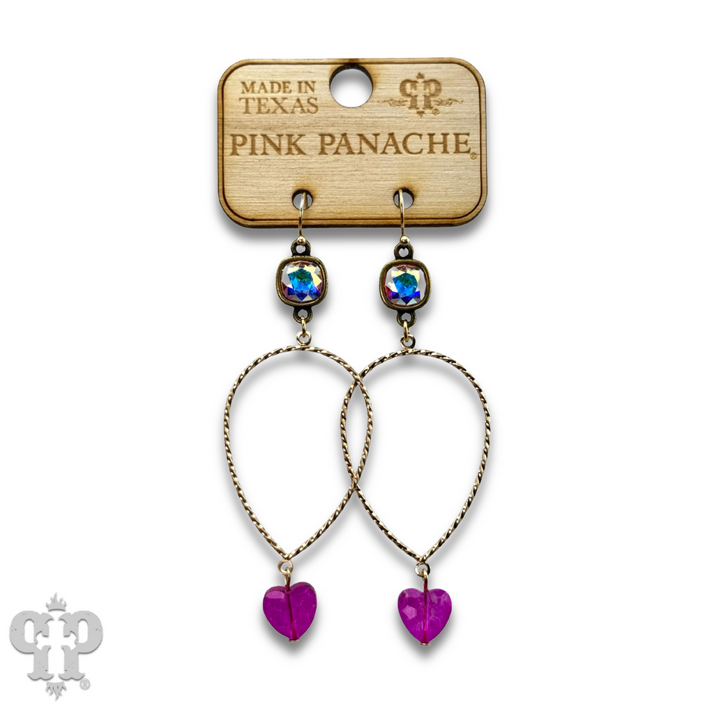 The Billings Austrian Crystal Heart Teardrop Earrings - 2 Colors!