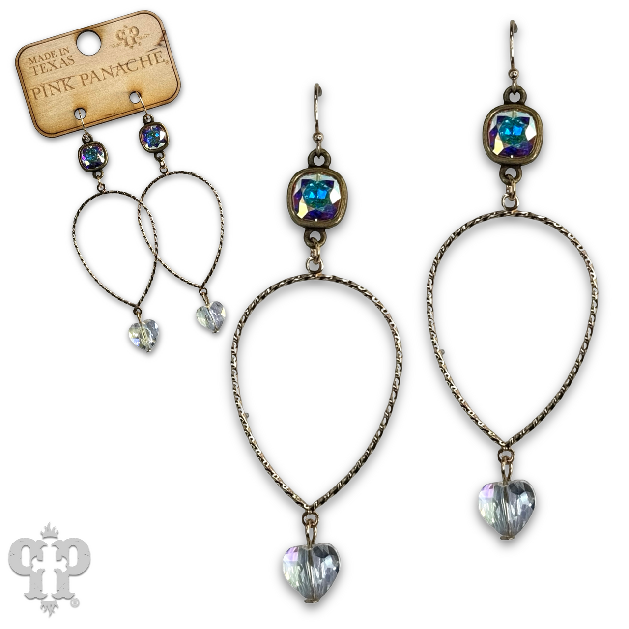 The Billings Austrian Crystal Heart Teardrop Earrings - 2 Colors!