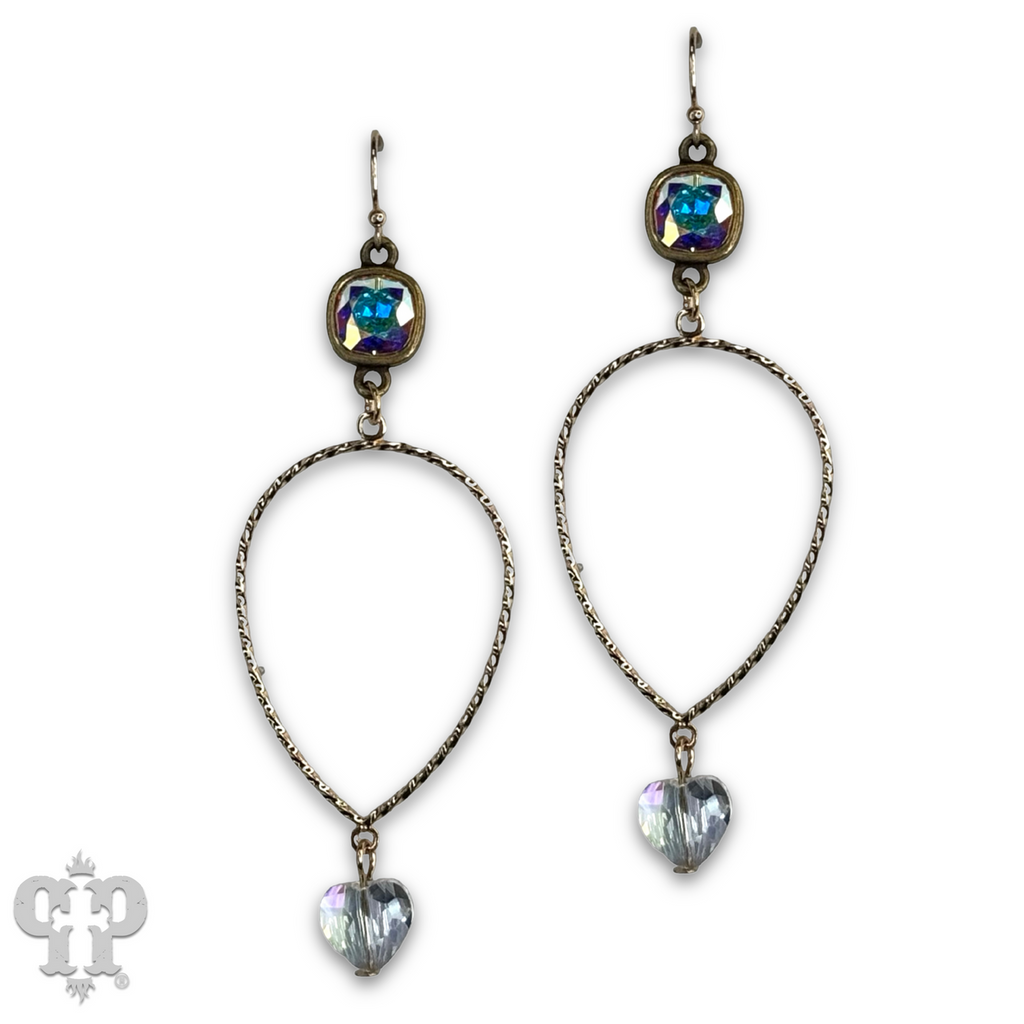 The Billings Austrian Crystal Heart Teardrop Earrings - 2 Colors!