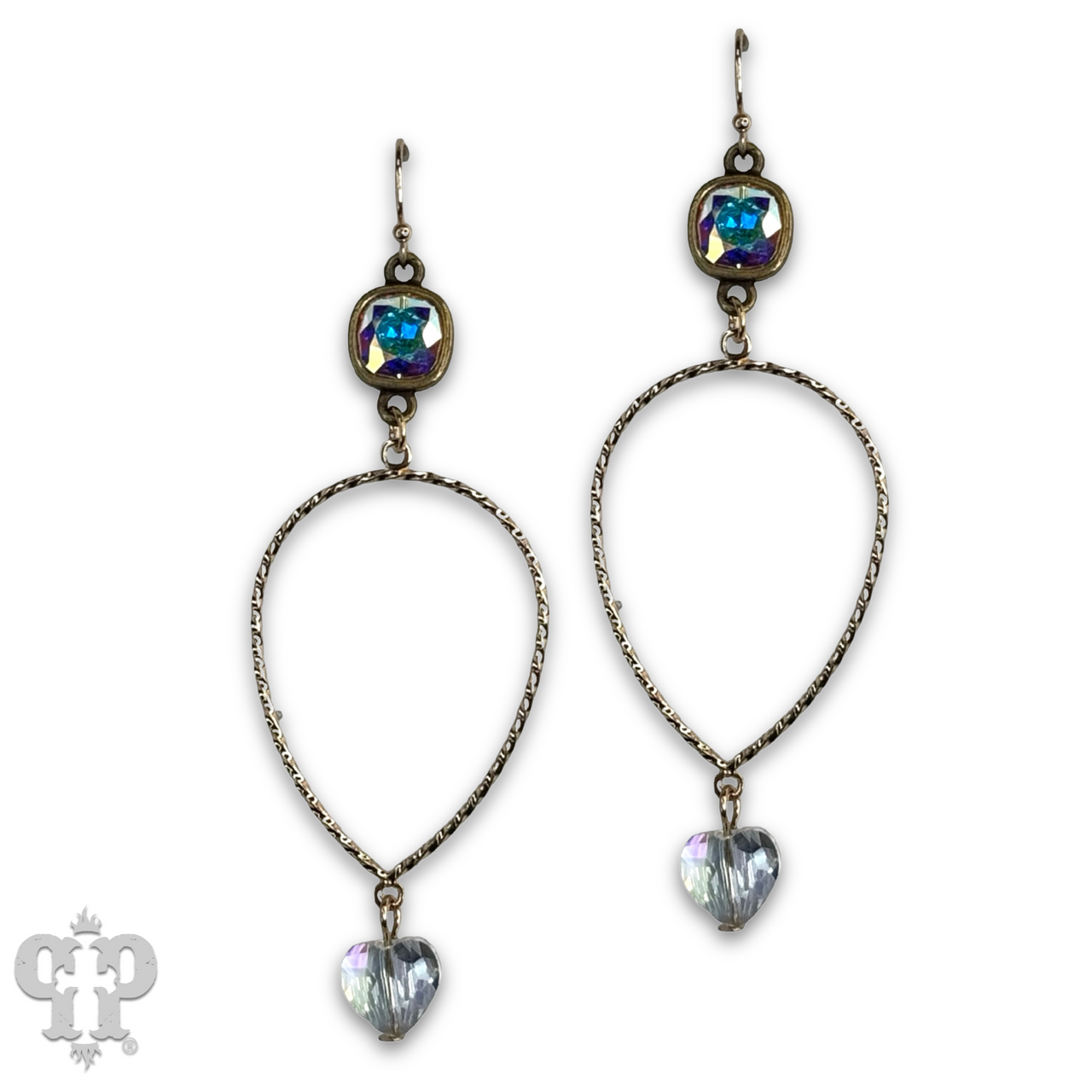 The Billings Austrian Crystal Heart Teardrop Earrings - 2 Colors!