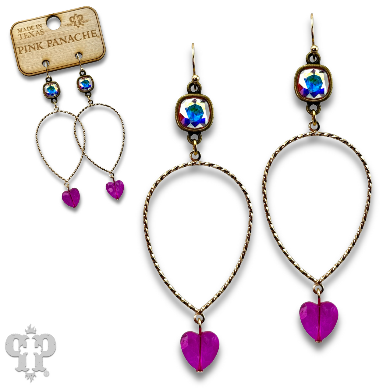 The Billings Austrian Crystal Heart Teardrop Earrings - 2 Colors!