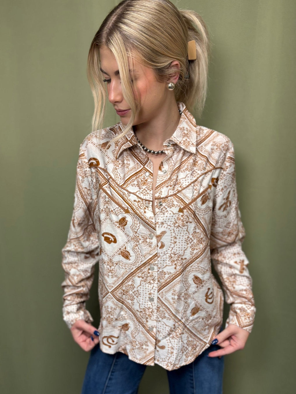 The Rust Bandana Vintage Western Snap-Front Shirt