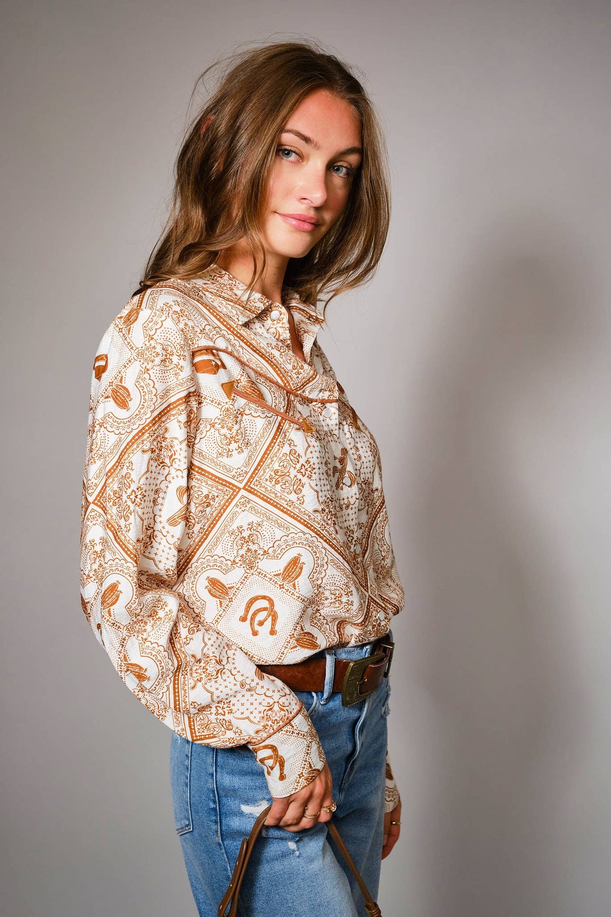 The Rust Bandana Vintage Western Snap-Front Shirt