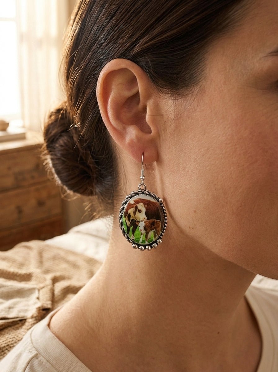 The Mama Cow Calf Fashion Earrings